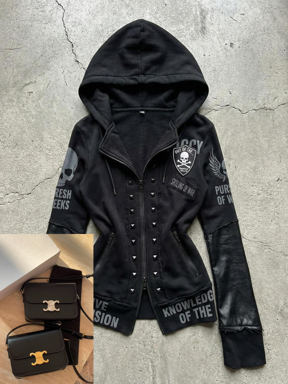 Skull Print Cropped Jacket SA719