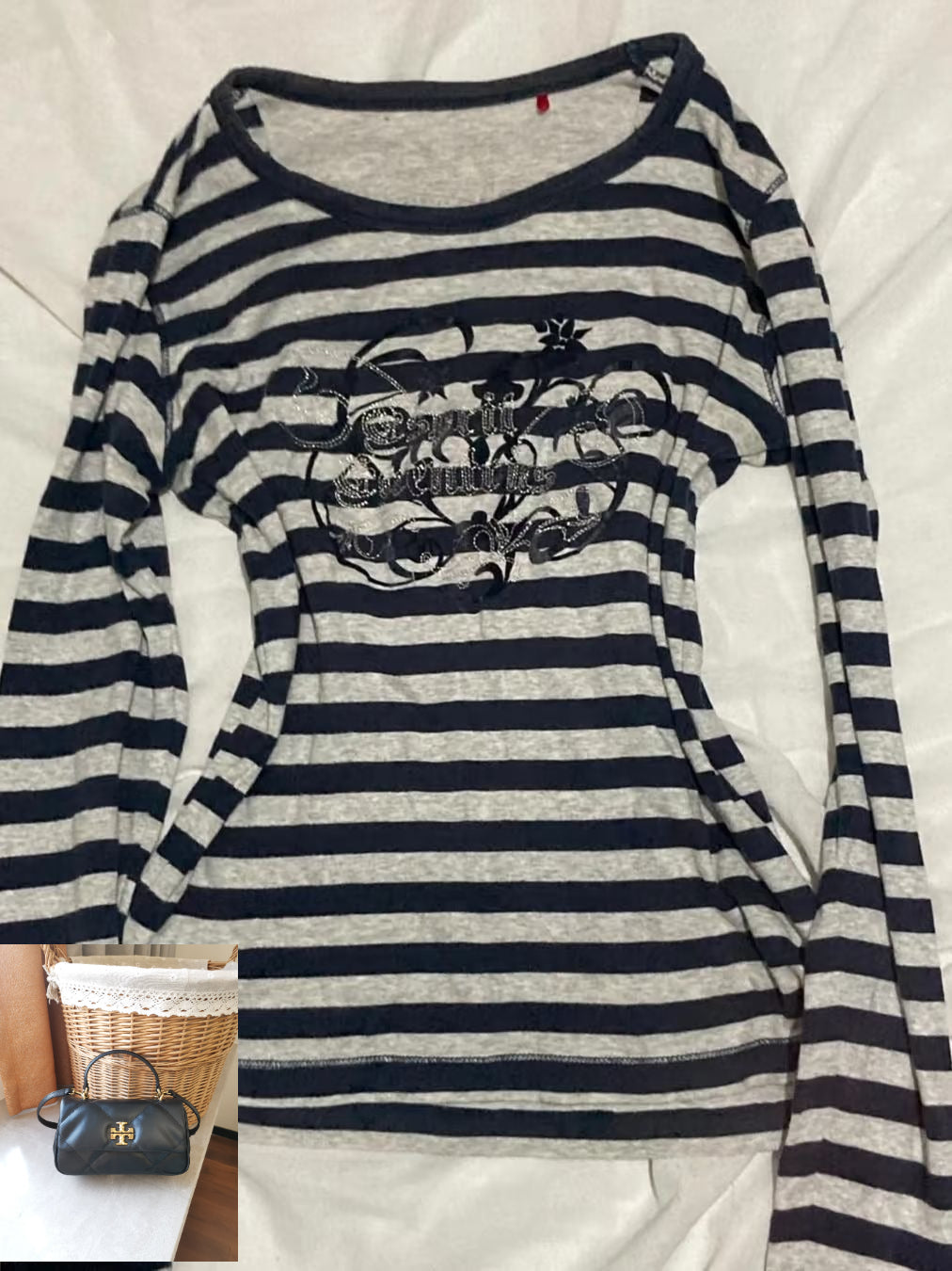 Striped long-sleeved slim-fitting waist T-shirt SA625
