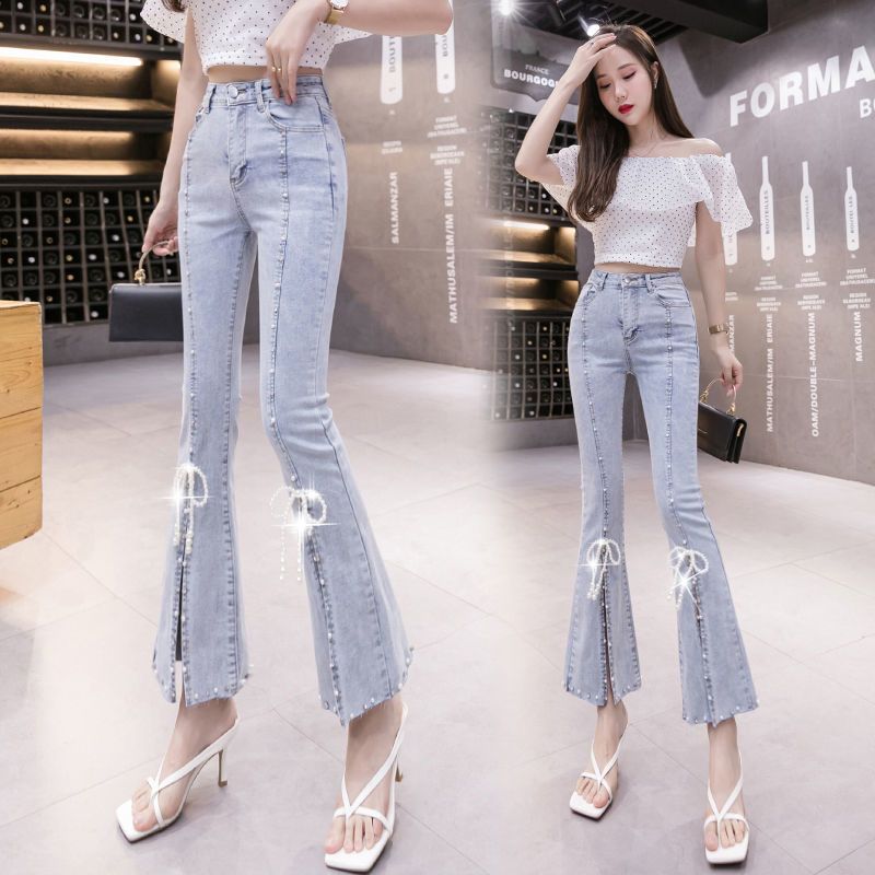 Slit Stretch Micro-flare Jeans  US 64D103