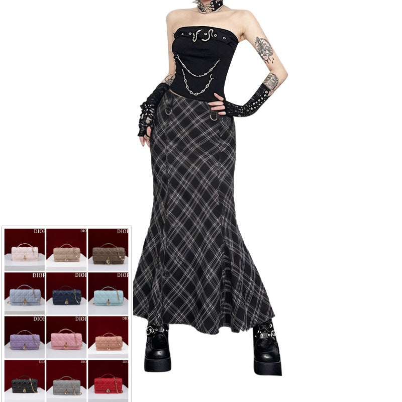 Black Plaid Skirt SAB009