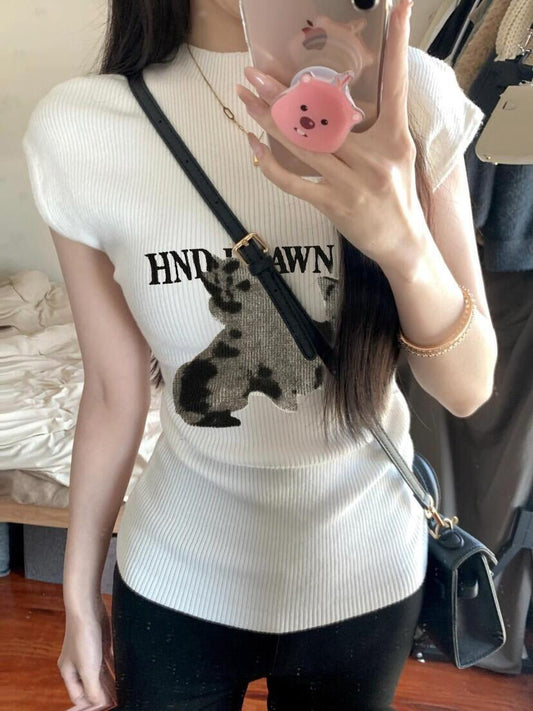 Printed Knit Short-sleeve T-shirt  SA871