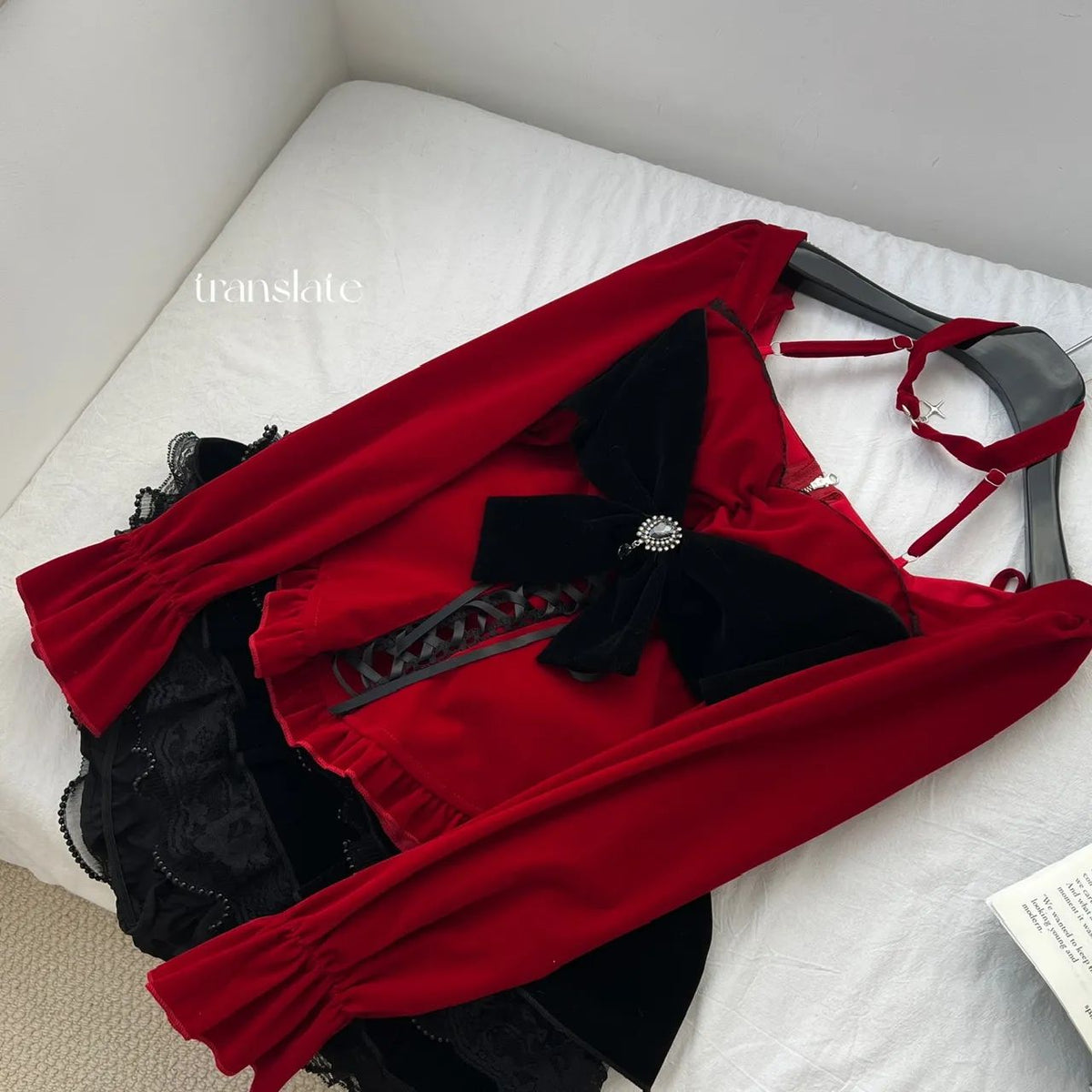 Red Velvet Long Sleeve Top SAB222/SAB223