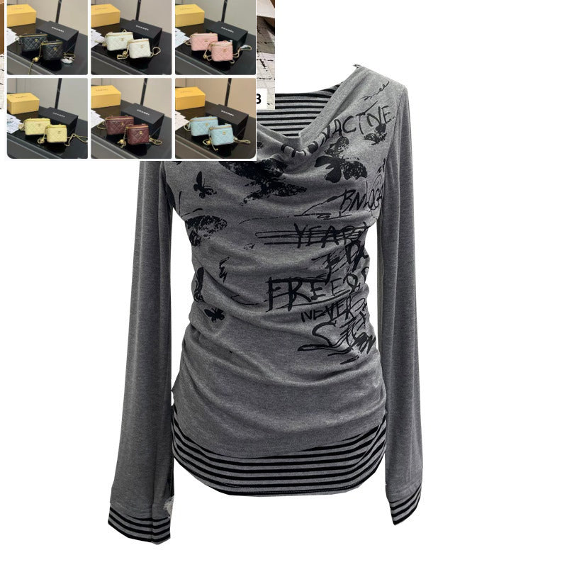 Fake Two-piece Striped Long-sleeved T-shirt SA654/SA655