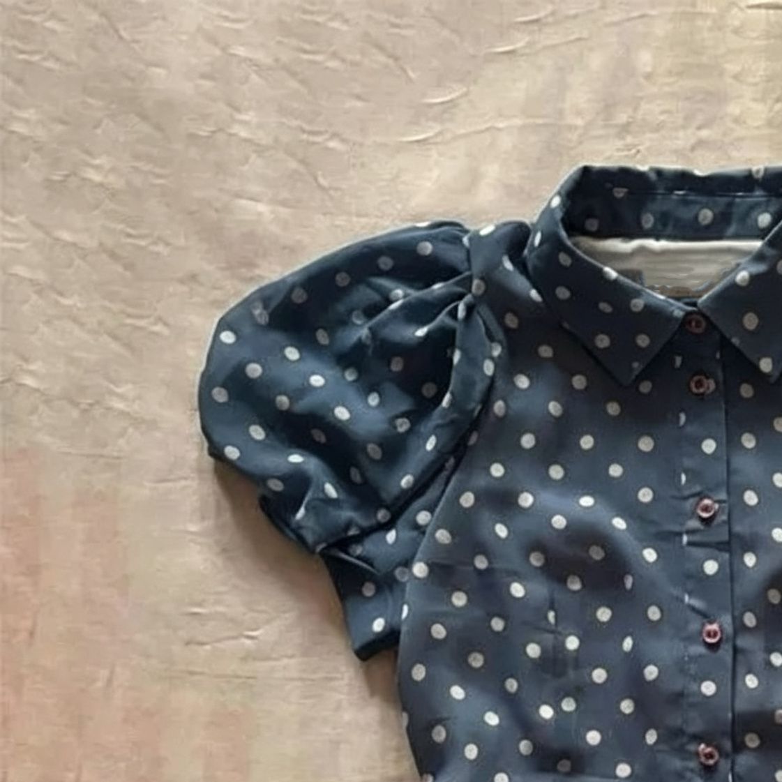 Polka Dot Puff Sleeve Short-sleeved Shirt SA999