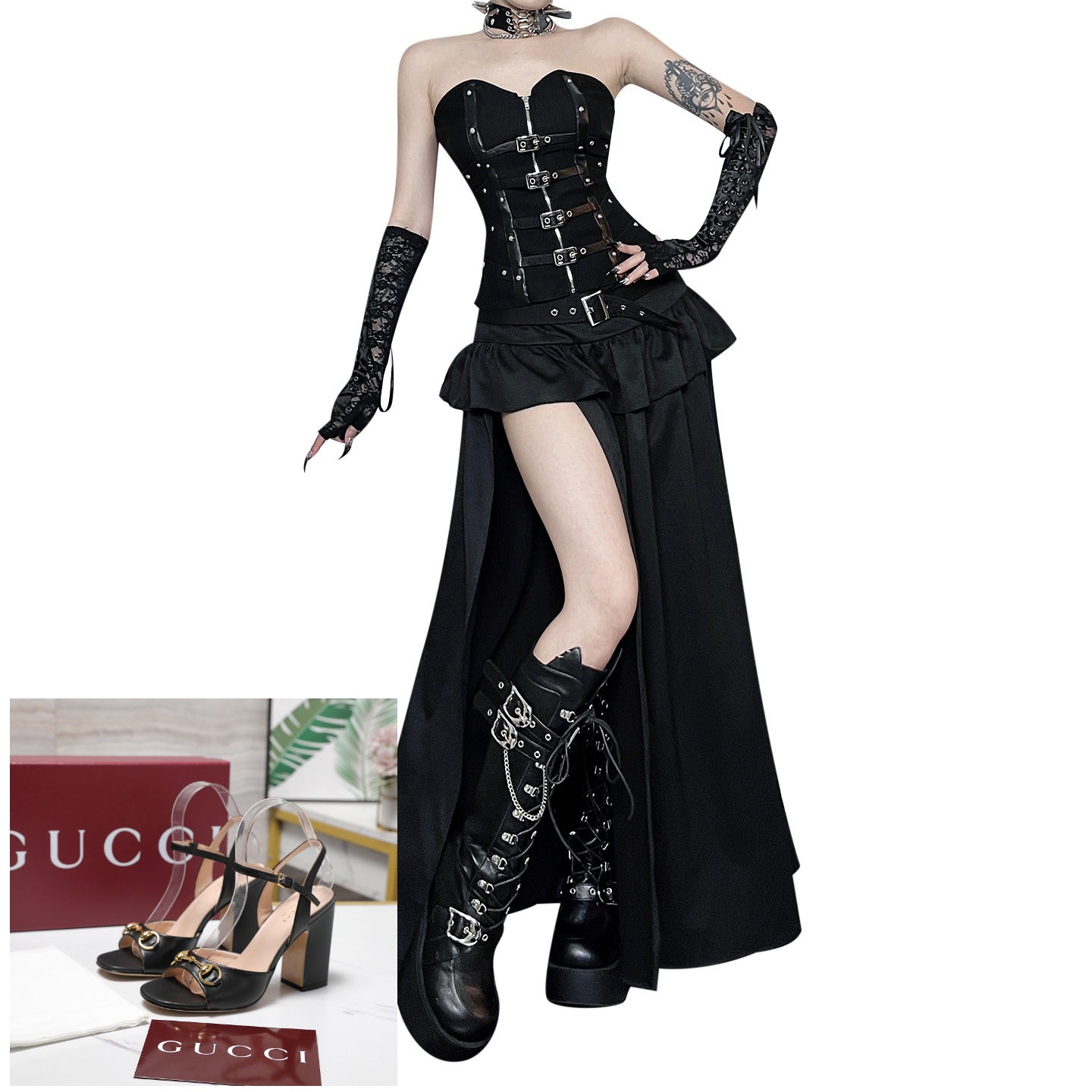 High Slit Woven Skirt  SA790