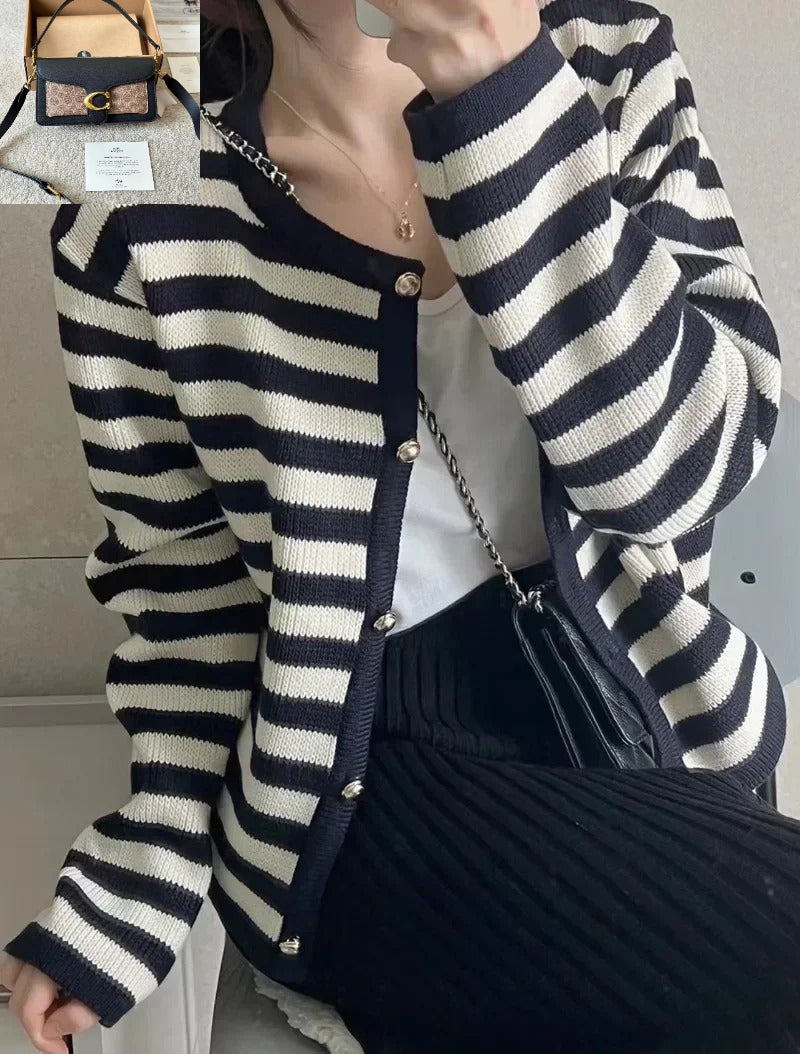 Chic Striped Sweater Coats Femme Cardigan SA003