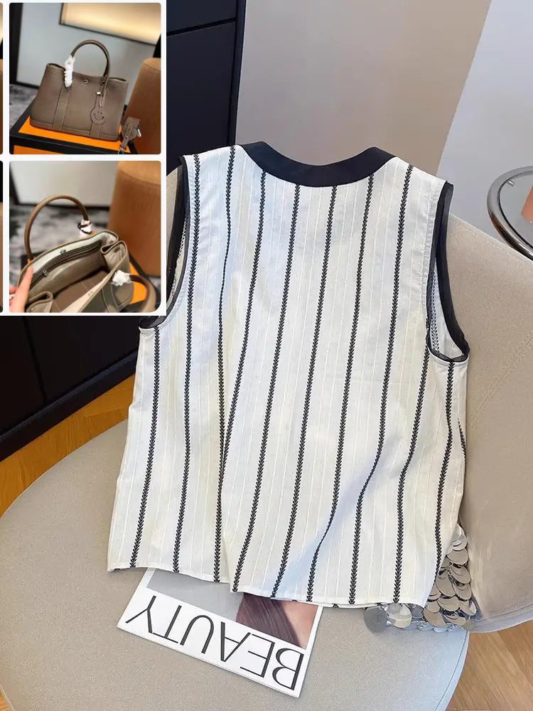 Sleeveless Blouse Women Striped Loose Tank Top SA739