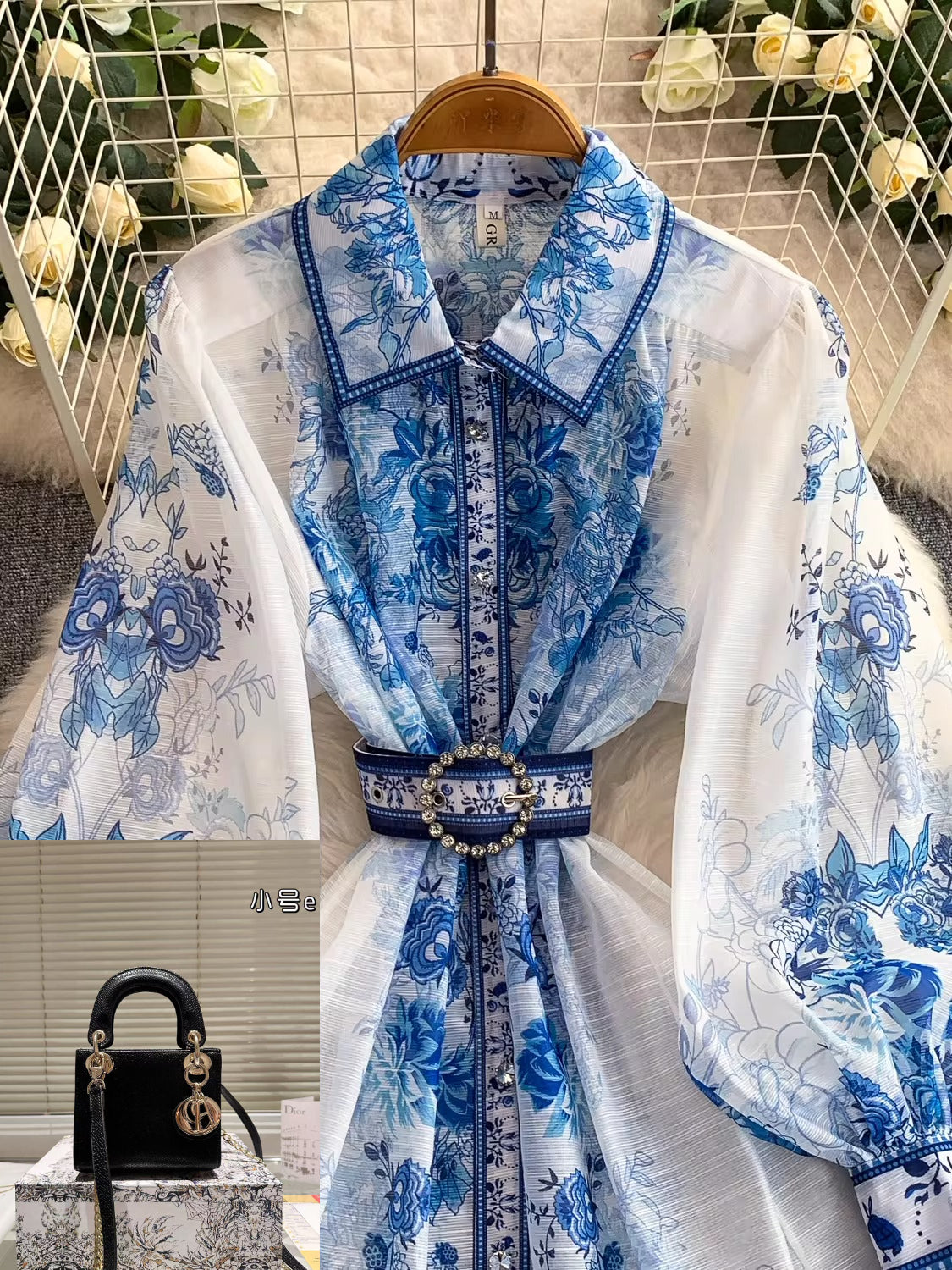 Women's Collared Lantern Sleeve Dress SA759