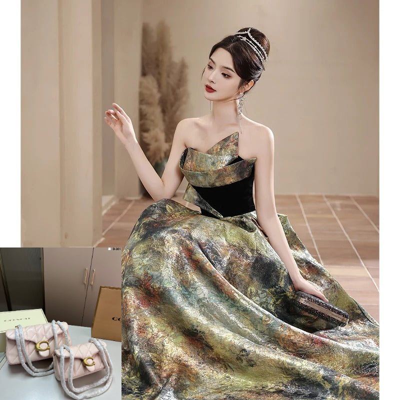 Luxury Strapless Ball Gown Satin Prom Dresses SA249/SA250