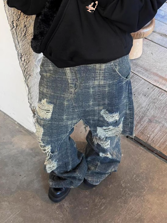 Old Damage Denim Skirt Pants SA652