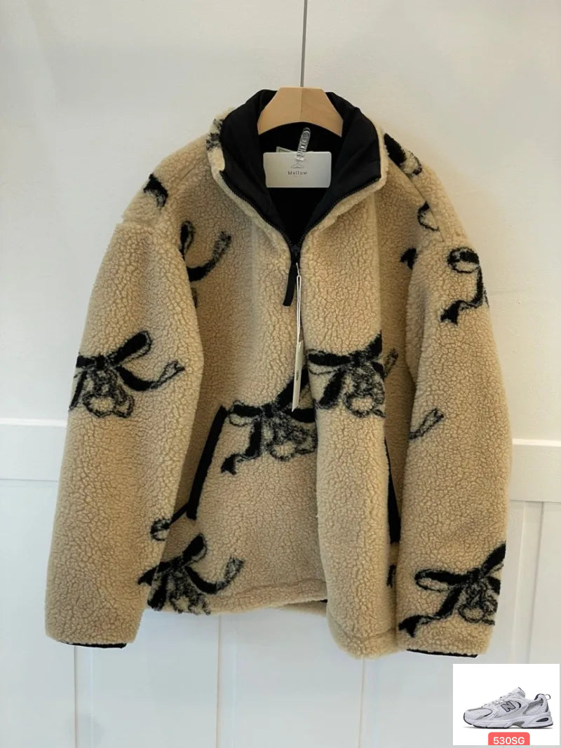 Bow Lamb Wool Jacket Femme   Winter SA109