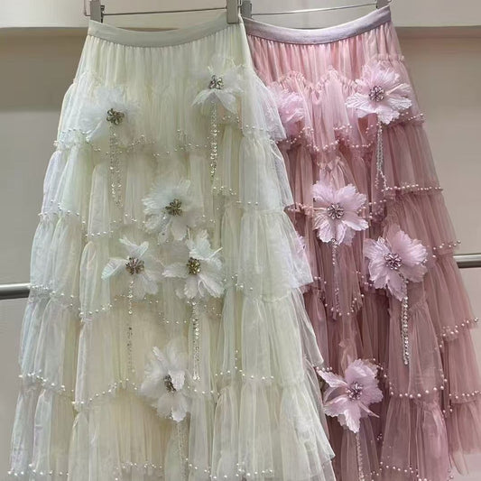 Sweet Beaded Layer Cake Skirt 69B834