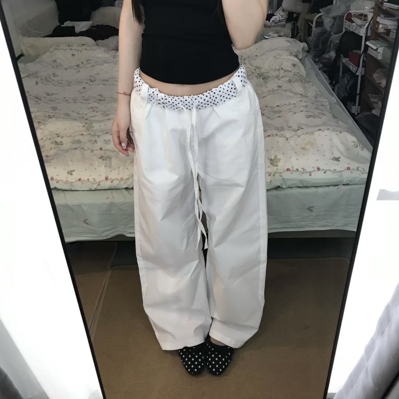 Polka Dot Waist Spliced pants SA969