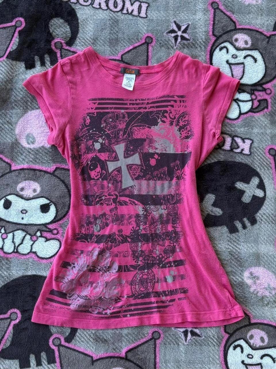 Pink Printed Short Sleeve Top SA624