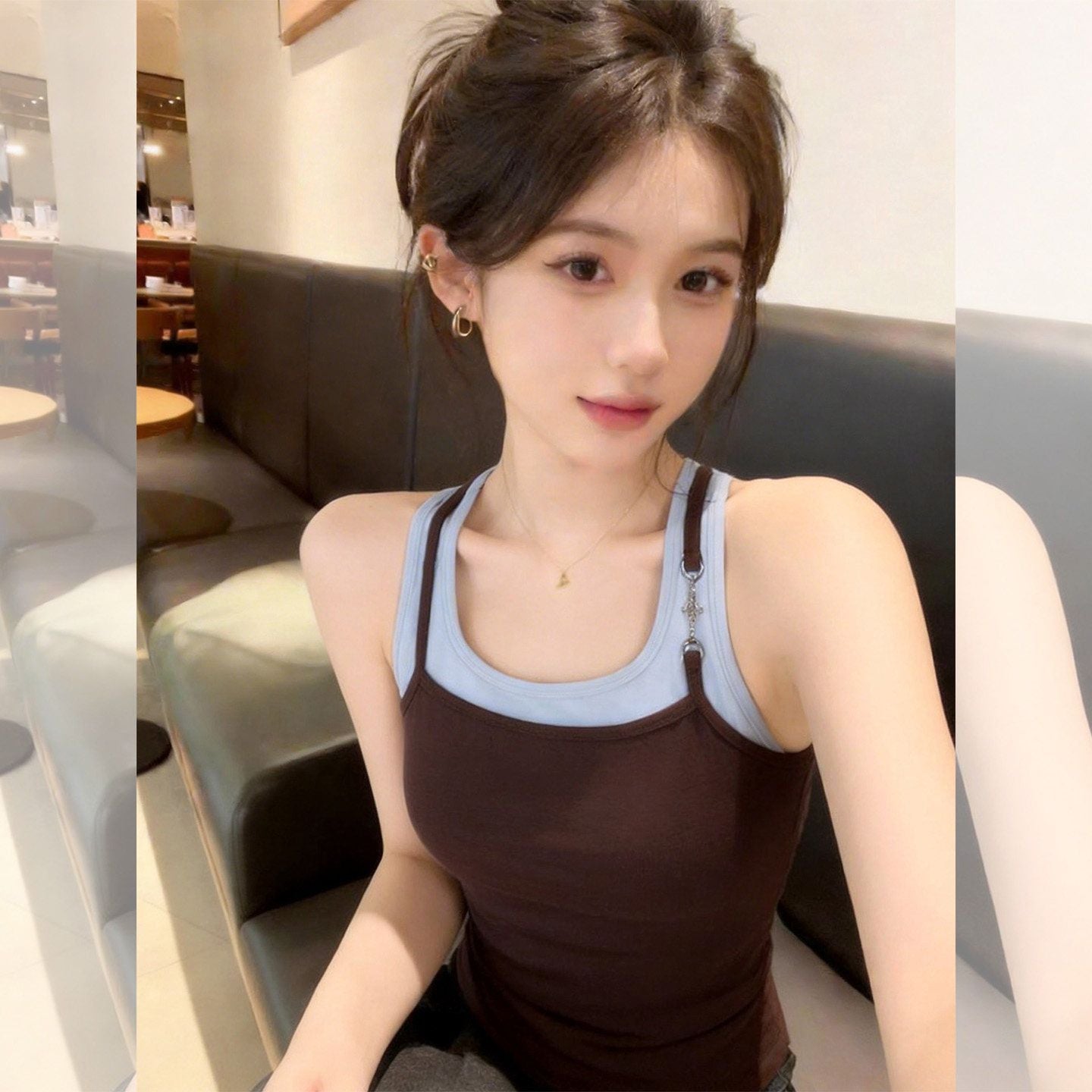 Contrast Color Fake Two-piece Vest SA931