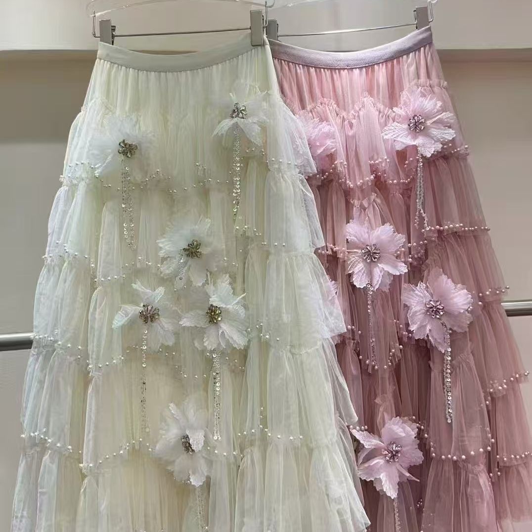 Sweet Beaded Layer Cake Skirt 69B834