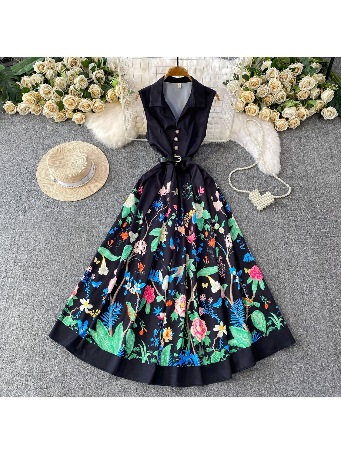 Floral Print Maxi Dress SA730