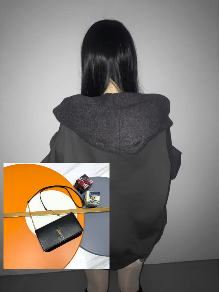 Off-the-shoulder, Loose-fit, Hooded Sweatshirt SA726