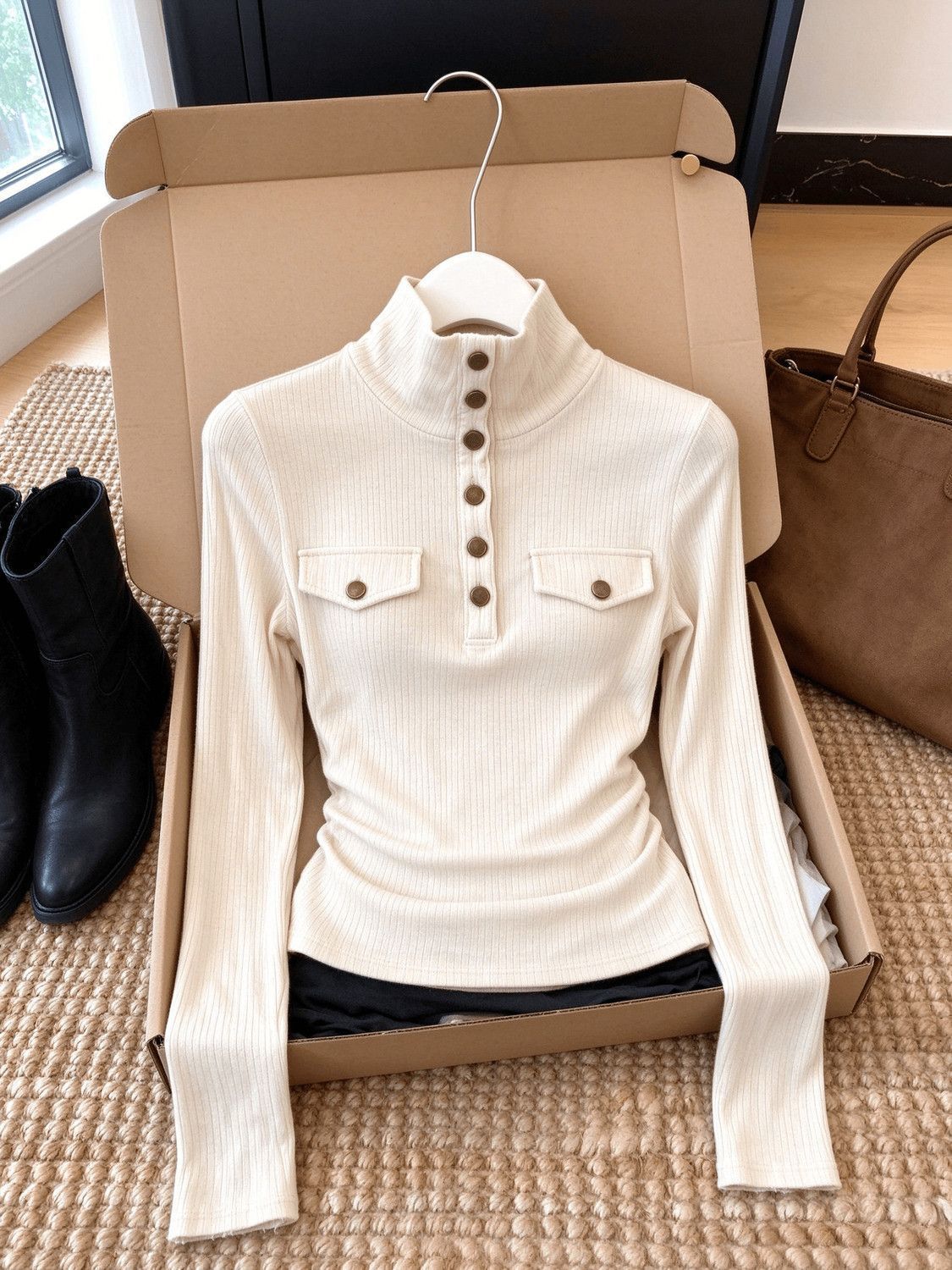 High-neck Long-sleeve T-shirt SAB230