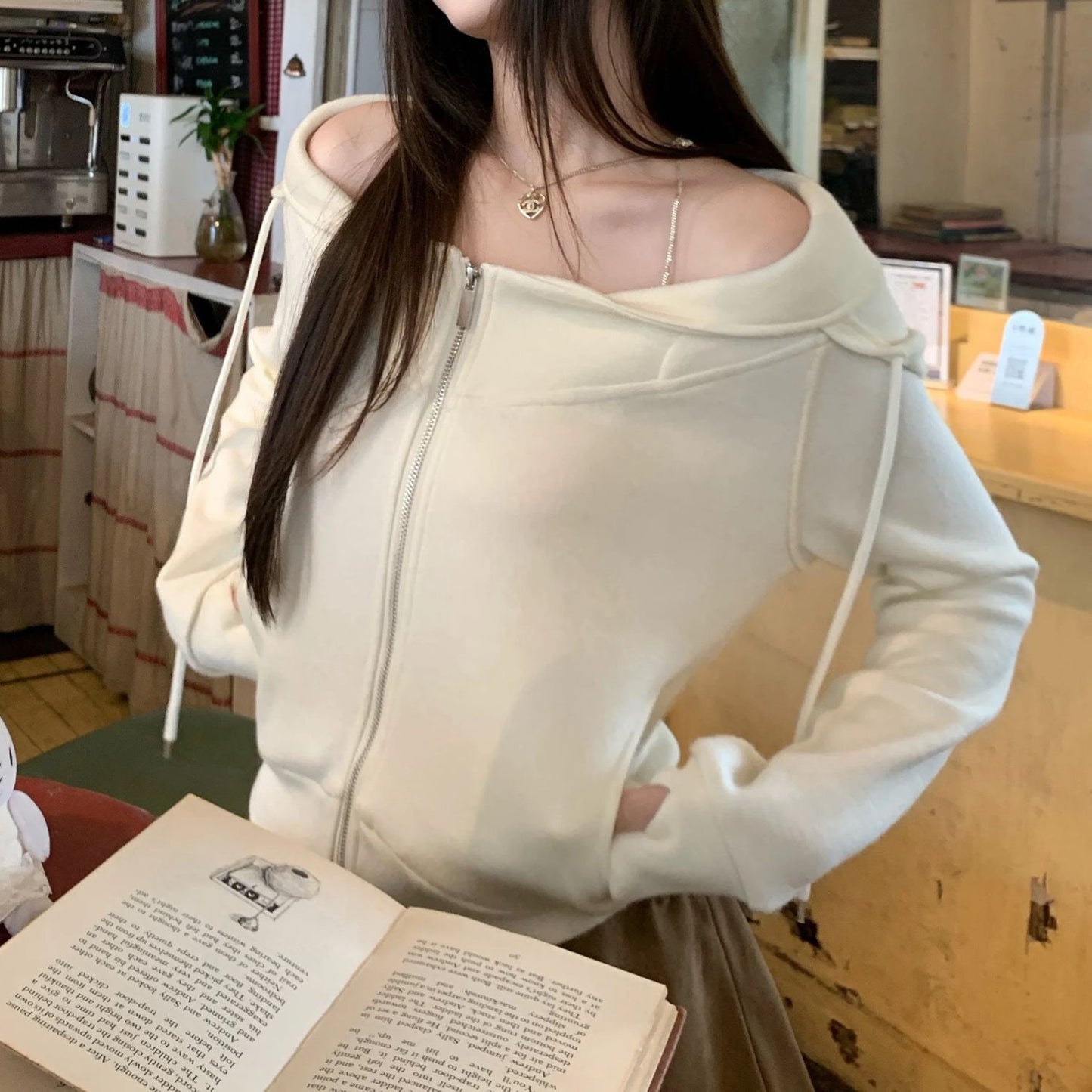 One-word Shoulder Sweater Woman SA674
