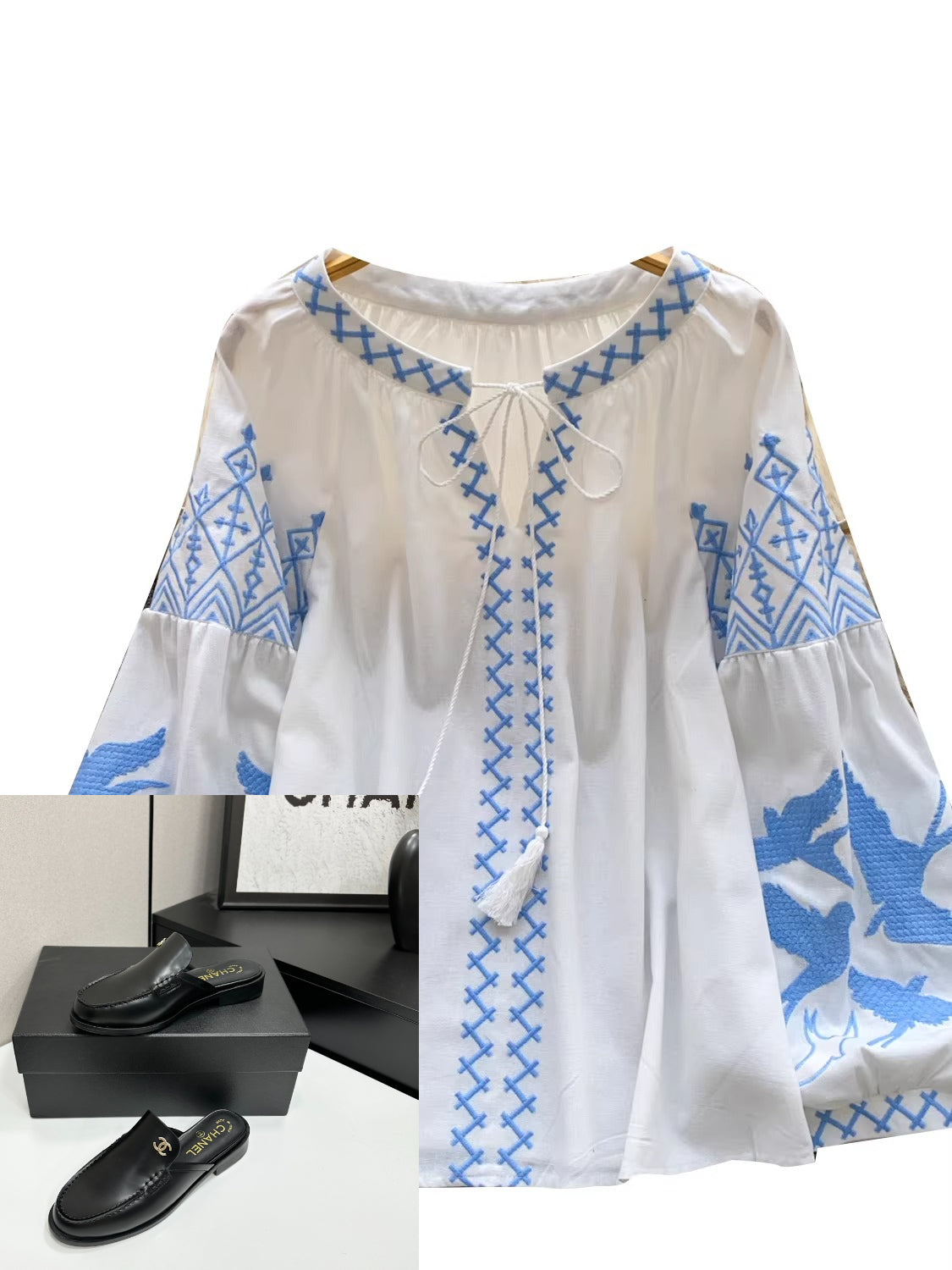 Bohemian Heavy-duty V-neck Embroidered Shirt  SA809