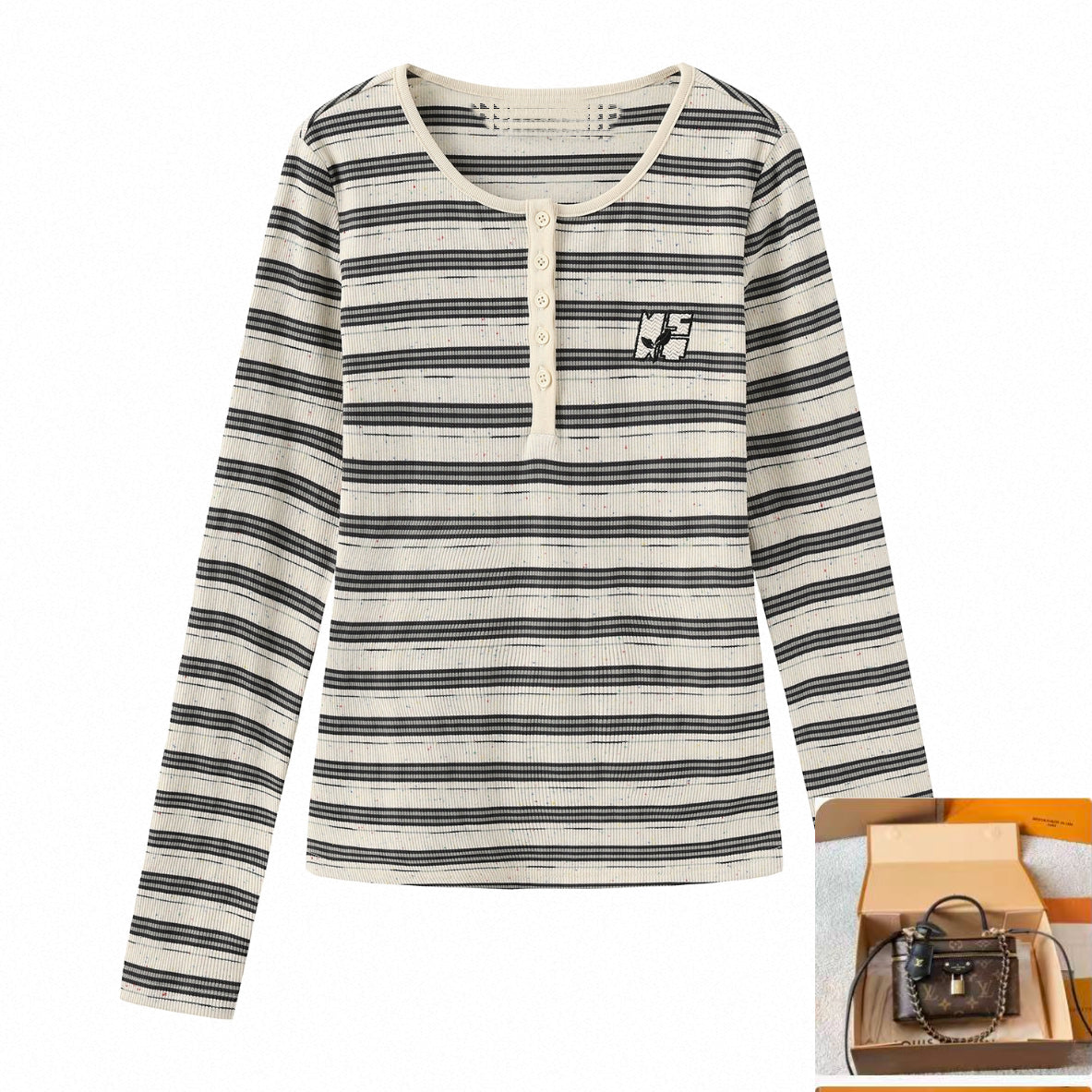 Black and White Striped Knit Base Layer SA664