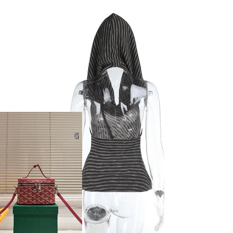 Backless Hooded Vest Top SA775