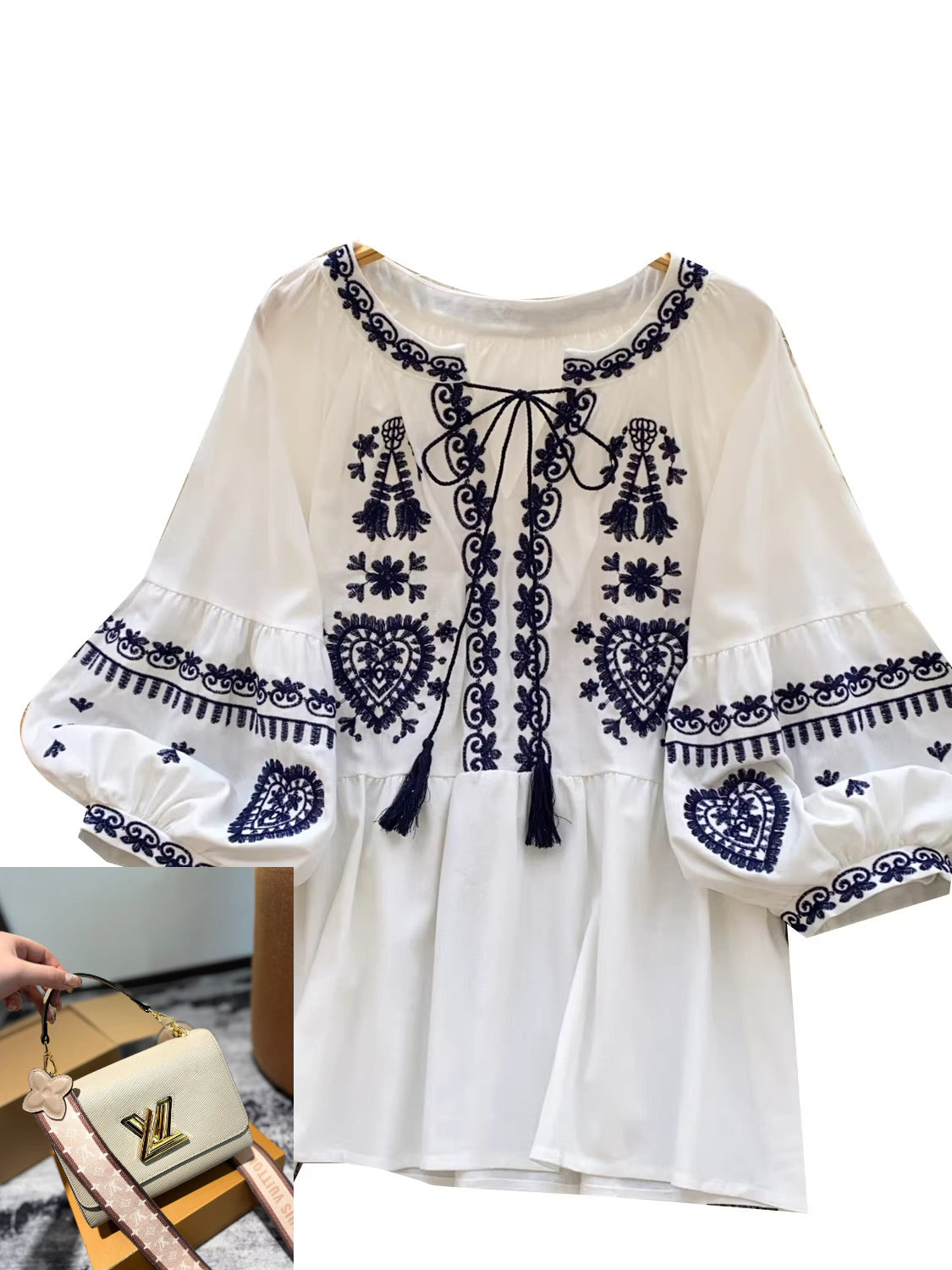 Lace-up Lantern Sleeve Shirt SA803