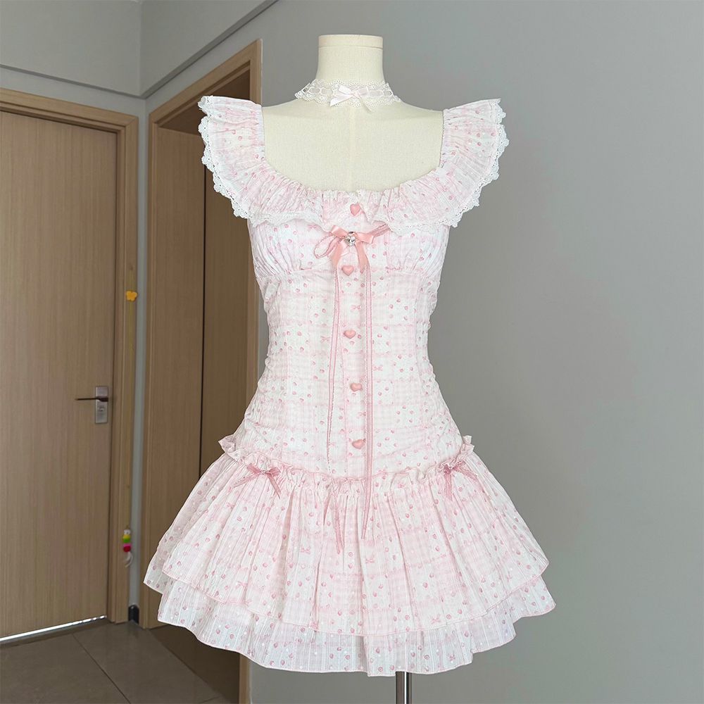Short Dress with Small Flying Sleeves and Bow US 64H080