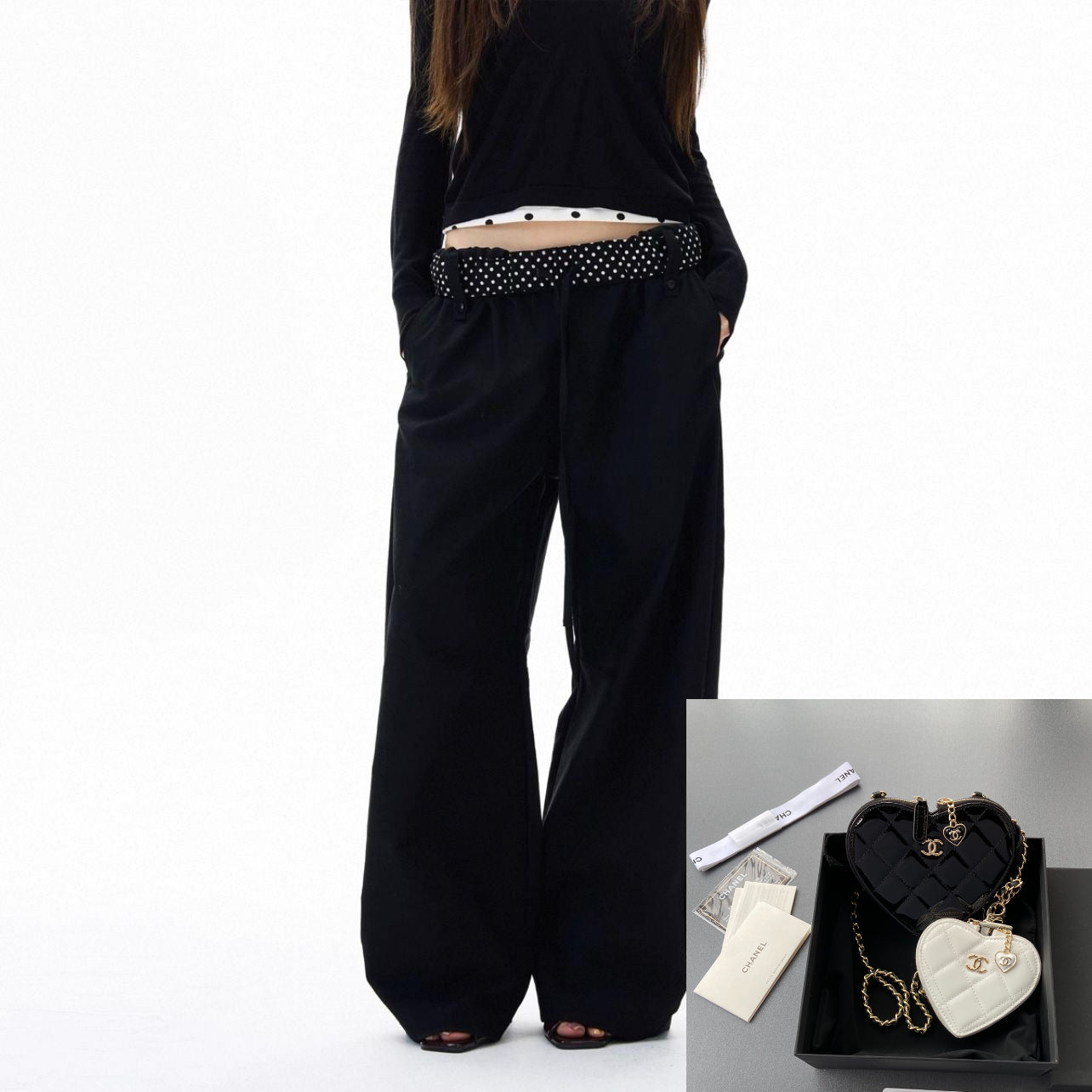 Polka Dot Waist Spliced pants SA969