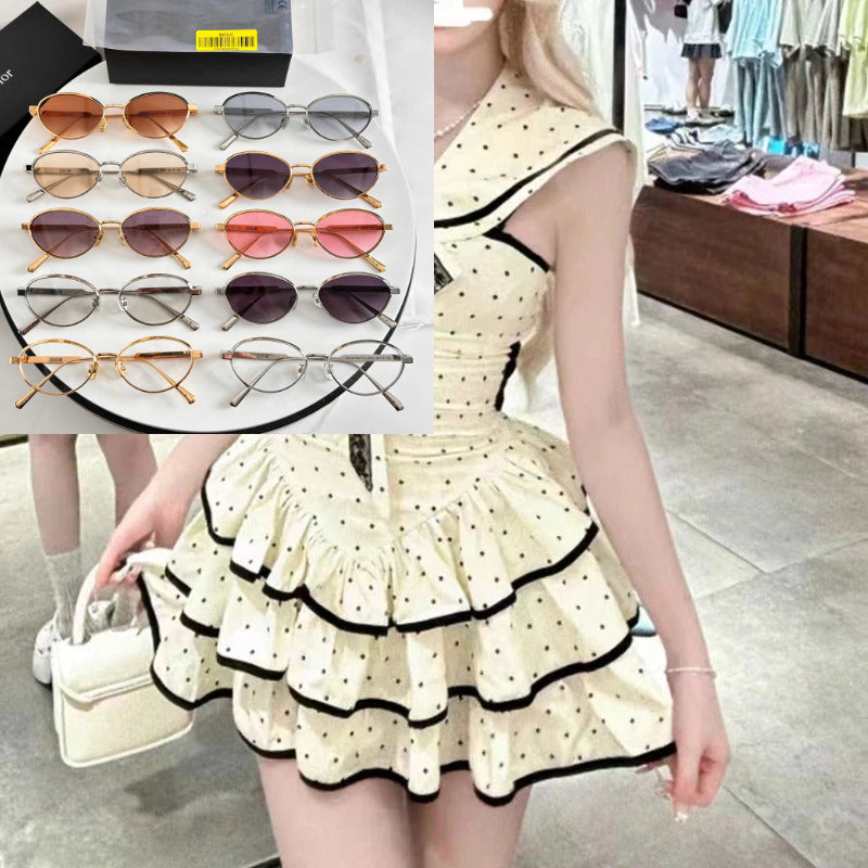 Polka Dot Print Sailor Collar Backless Dresses  SA742