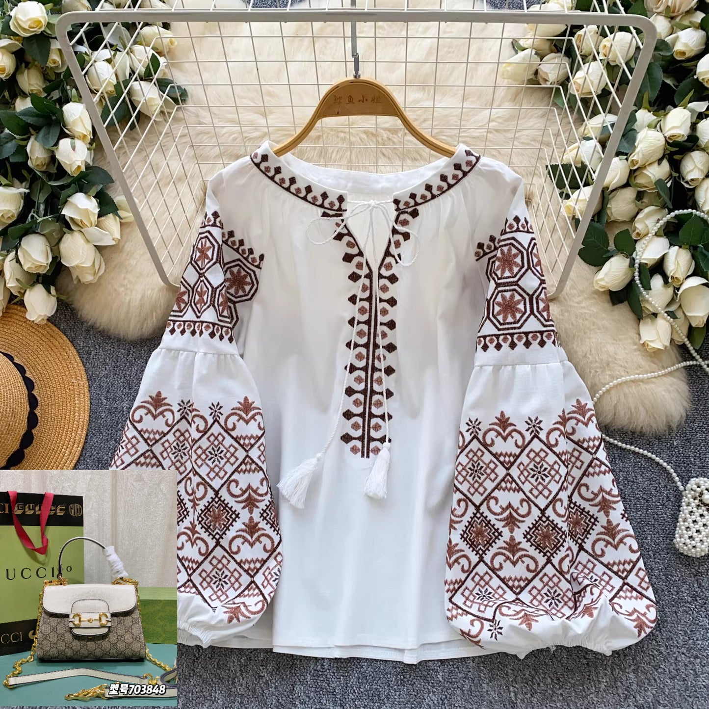 Tassel Peter Pan Collar Long Sleeve Top  SA810