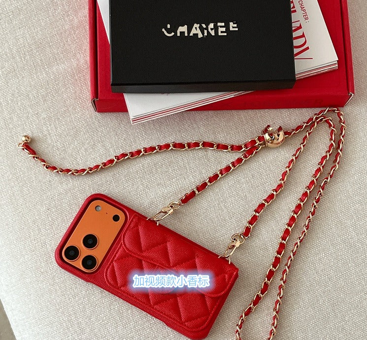 Phone Case Lanyard Crossbody with Lychee Grain Card Holder SP105 FR